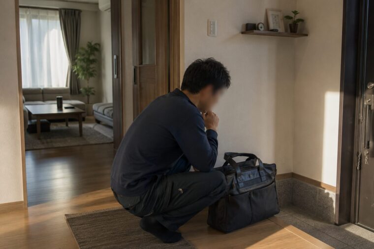 5日間の運行スタート、玄関で出発前のドライバー
